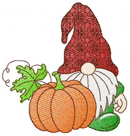 Pumpkin Gnome embroidery designs - Garden Elf Troll embroidery design machine embroidery pattern - instant digital download pes jef dst vp3