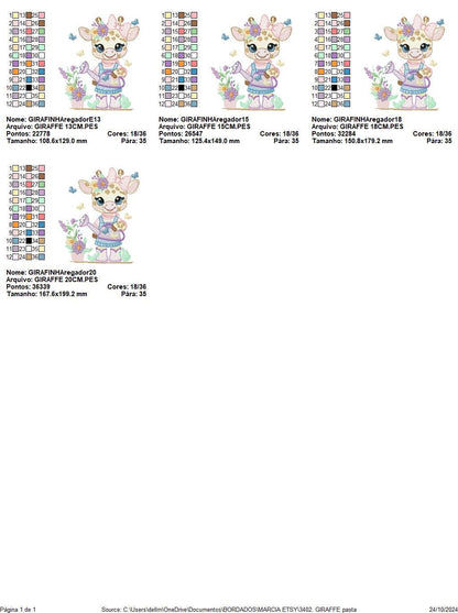 Giraffe with flowers embroidery design - Safari Animal embroidery designs machine embroidery pattern - Gardner Girl - Instant download pes