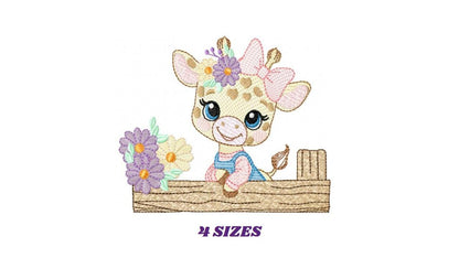 Giraffe embroidery designs - Safari animals embroidery design machine embroidery pattern - Baby girl embroidery file - instant download pes