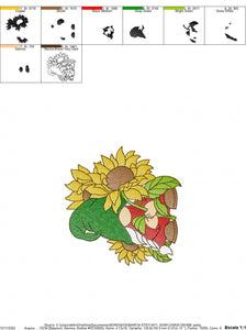 Sunflower Gnome embroidery designs - Flowers Garden Troll Elf embroidery design machine embroidery pattern - instant digital download pes