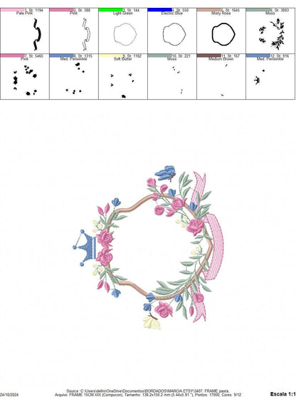 Frame with flowers embroidery designs - Floral Laurel Shield embroidery design machine embroidery pattern - Baby girl - instant download pes