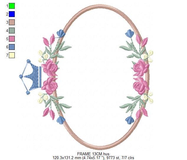 Frame with flowers embroidery designs - Floral Laurel Shield embroidery design machine embroidery pattern - Baby girl - instant download pes