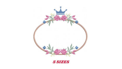 Frame with flowers embroidery designs - Floral Laurel Shield embroidery design machine embroidery pattern - Baby girl - instant download pes