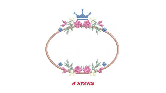 Frame with flowers embroidery designs - Floral Laurel Shield embroidery design machine embroidery pattern - Baby girl - instant download pes