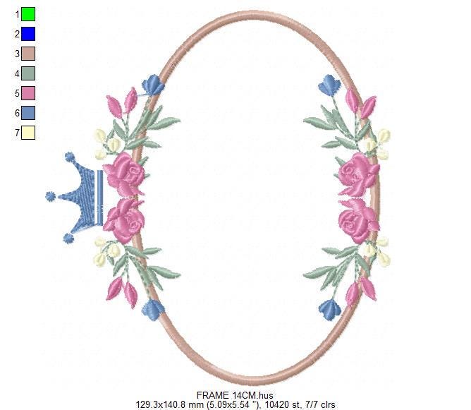 Frame with flowers embroidery designs - Floral Laurel Shield embroidery design machine embroidery pattern - Baby girl - instant download pes