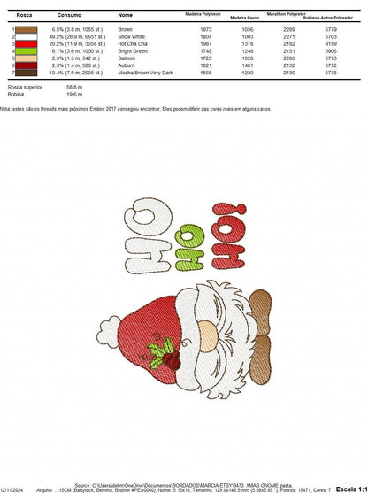 Xmas Gnome embroidery designs - Ho ho ho Santa Claus Helper Elf embroidery design machine embroidery pattern - instant digital download pes