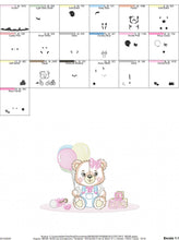 Load image into Gallery viewer, Bear with balloons embroidery designs - Teddy bear with toys embroidery design machine embroidery pattern - Baby party - Instant download
