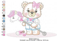 Carica l&#39;immagine nel visualizzatore di Gallery, Bear embroidery designs - Girl bear with toys embroidery design machine embroidery pattern - Bear with horse embroidery - instant download
