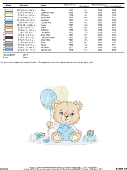 Party Bear with toys embroidery designs - Baby Boy Bear with balloons embroidery design machine embroidery pattern - instant download pes