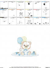 Load image into Gallery viewer, Bear playing with toys embroidery designs - Boy bear with balloons embroidery design machine embroidery pattern - instant download pes jef
