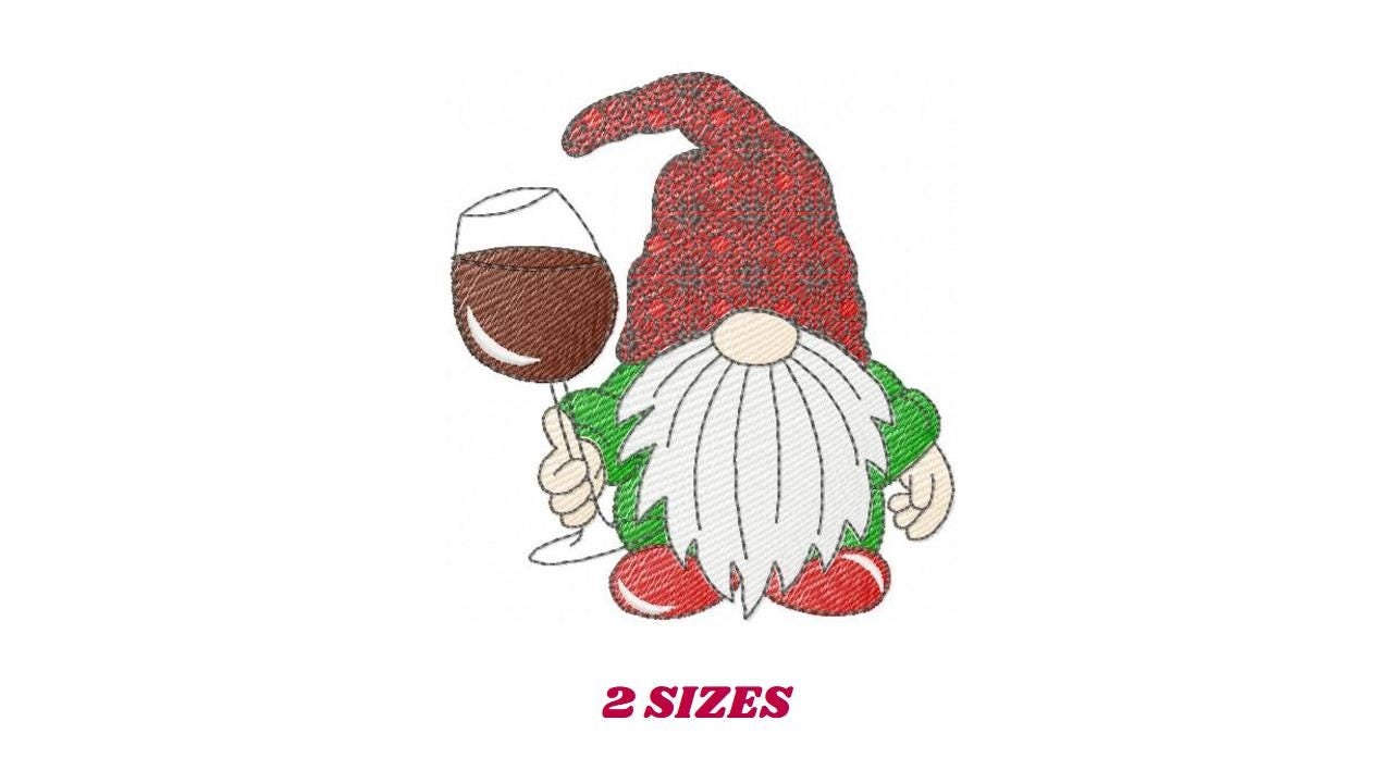 Wine Gnome embroidery designs - Troll Elf with wine glass embroidery design machine embroidery pattern - instant digital download pes jef