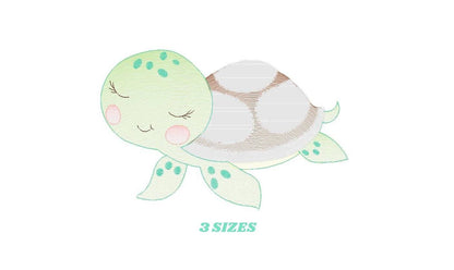 Turtle embroidery designs - Ocean animals embroidery design machine embroidery pattern - Sleeping Turtle embroidery - delicate sea animal
