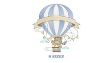 Carica l&#39;immagine nel visualizzatore di Gallery, Bear with hot air balloon embroidery designs - Balloon with flags and clouds embroidery design machine embroidery pattern - instant download
