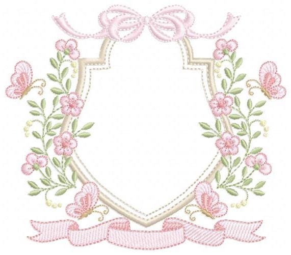Flower Frame embroidery designs - Wreath embroidery design machine embroidery pattern - Kitchen Tea Towel embroidery - instant download pes