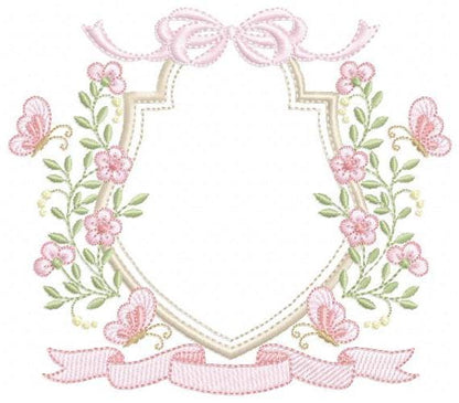 Flower Frame embroidery designs - Wreath embroidery design machine embroidery pattern - Kitchen Tea Towel embroidery - instant download pes