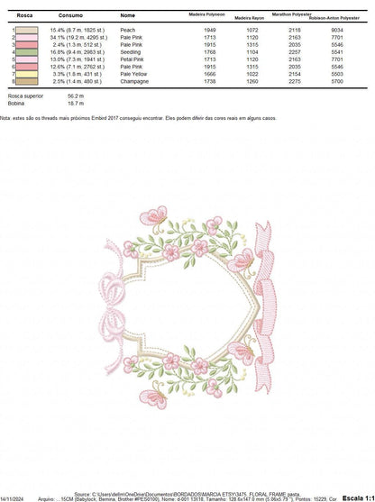 Flower Frame embroidery designs - Wreath embroidery design machine embroidery pattern - Kitchen Tea Towel embroidery - instant download pes