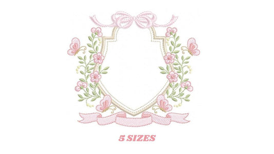 Flower Frame embroidery designs - Wreath embroidery design machine embroidery pattern - Kitchen Tea Towel embroidery - instant download pes