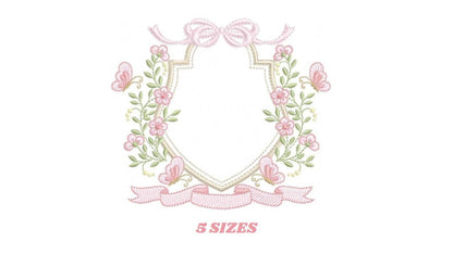 Flower Frame embroidery designs - Wreath embroidery design machine embroidery pattern - Kitchen Tea Towel embroidery - instant download pes