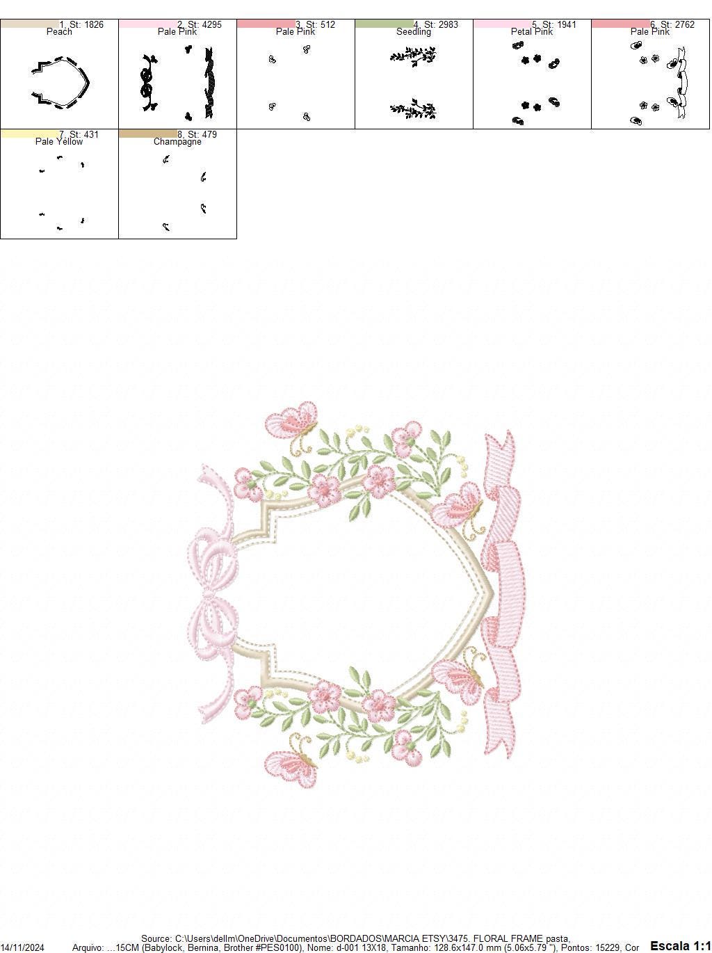 Flower Frame embroidery designs - Wreath embroidery design machine embroidery pattern - Kitchen Tea Towel embroidery - instant download pes