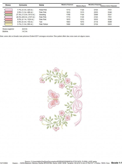 Flower with lace embroidery designs - Roses with butterfly embroidery machine embroidery pattern - Floral Kitchen towel - instant download