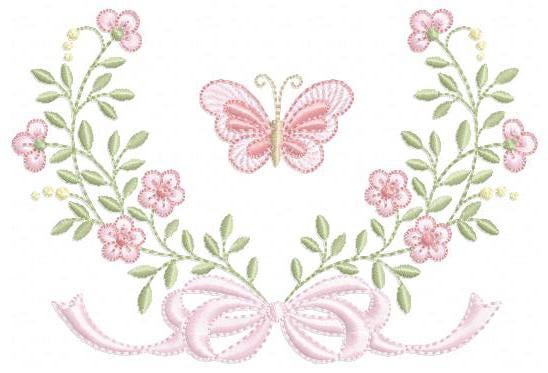 Flower with lace embroidery designs - Roses with butterfly embroidery machine embroidery pattern - Floral Kitchen towel - instant download