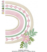 Load image into Gallery viewer, Boho Rainbow embroidery design - Colorful Rainbow with flowers embroidery designs machine embroidery pattern - Instant download pes jef dst
