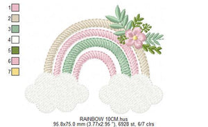 Boho Rainbow embroidery design - Colorful Rainbow with flowers embroidery designs machine embroidery pattern - Instant download pes jef dst