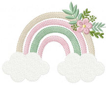 Cargar imagen en el visor de la galería, Boho Rainbow embroidery design - Colorful Rainbow with flowers embroidery designs machine embroidery pattern - Instant download pes jef dst
