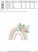 Load image into Gallery viewer, Boho Rainbow embroidery design - Colorful Rainbow with flowers machine embroidery pattern - Delicate Kitchen Towel file - Instant download
