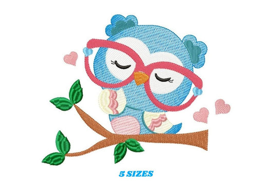 Owl embroidery design - Owl with glasses embroidery design machine embroidery pattern - bird embroidery file school teacher digital download