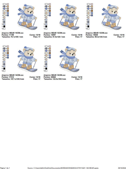 Ski Bear embroidery designs - Male Bear Skiing embroidery design machine embroidery pattern - Baby boy embroidery file - instant download