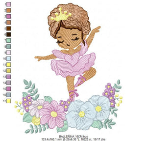 Ballerina embroidery designs - Ballet dancer with flowers embroidery design machine embroidery pattern - Baby girl file - instant download