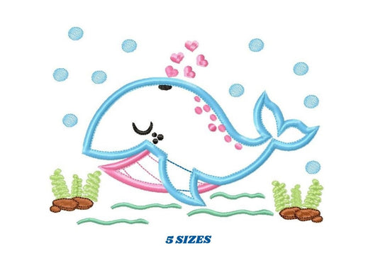 Whale embroidery designs - Fish embroidery design machine embroidery pattern - Sea embroidery whale design - whale applique kid embroidery