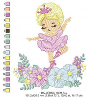 Laden Sie das Bild in den Galerie-Viewer, Ballerina embroidery designs - Ballet dancer with flowers embroidery design machine embroidery pattern - Baby girl file - instant download
