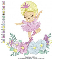 Laden Sie das Bild in den Galerie-Viewer, Ballerina embroidery designs - Ballet dancer with flowers embroidery design machine embroidery pattern - Baby girl file - instant download
