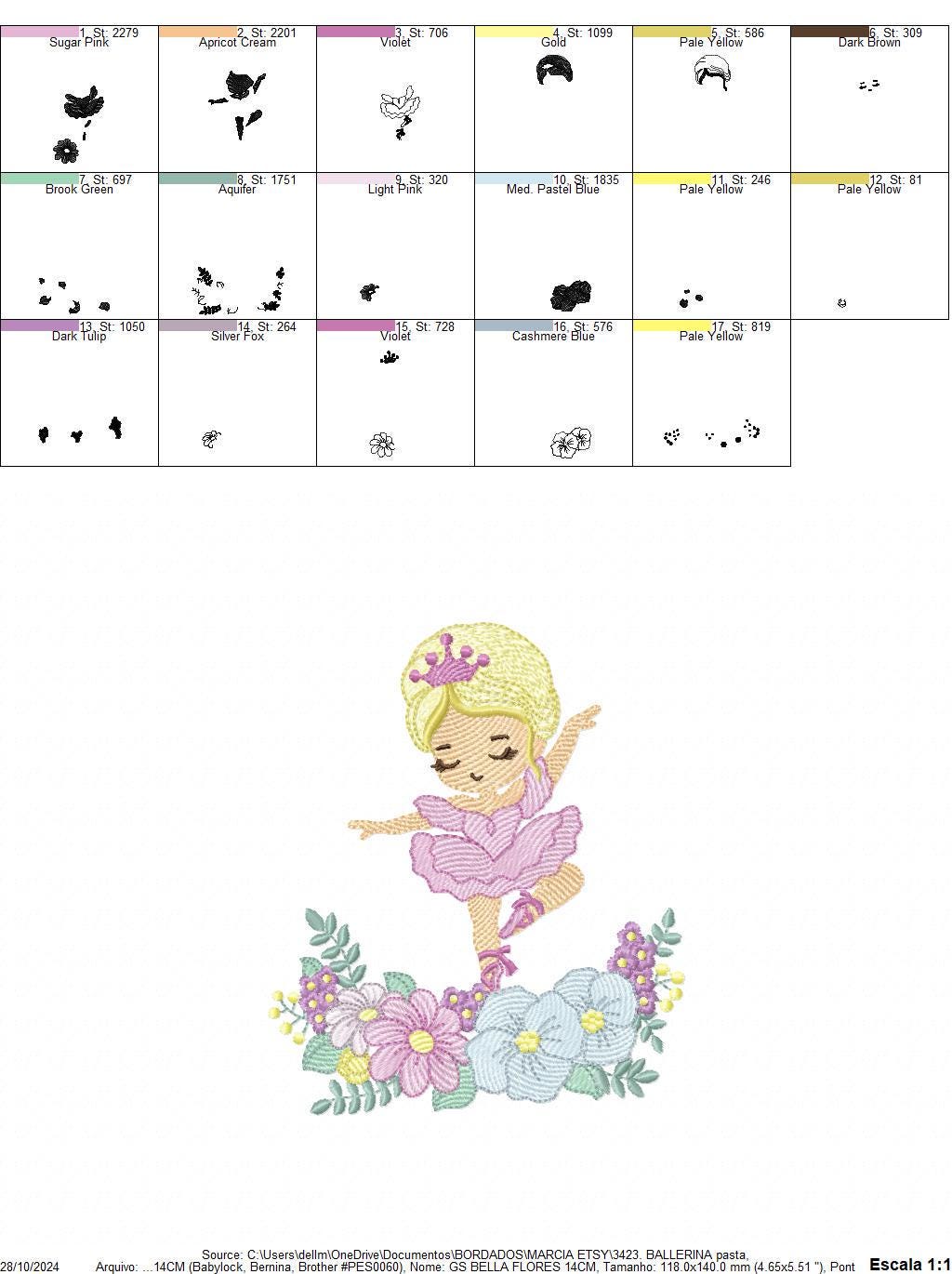 Ballerina embroidery designs - Ballet dancer with flowers embroidery design machine embroidery pattern - Baby girl file - instant download