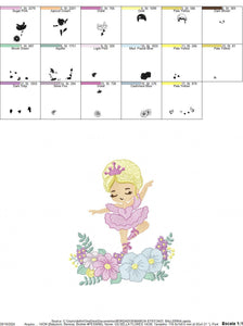 Ballerina embroidery designs - Ballet dancer with flowers embroidery design machine embroidery pattern - Baby girl file - instant download