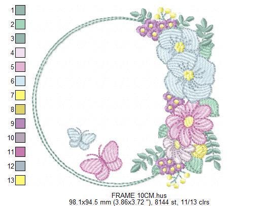 Frame with flowers embroidery designs - Floral Laurel Shape embroidery design machine embroidery pattern - Baby girl - instant download pes