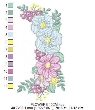 Flower Frame embroidery designs - Kitchen Towel Floral embroidery design machine embroidery pattern - Flower Wreath file - instant download