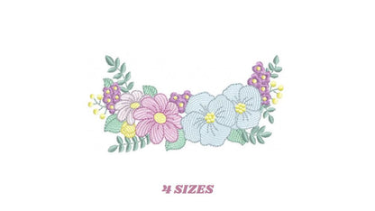 Flower Frame embroidery designs - Kitchen Towel Floral embroidery design machine embroidery pattern - Flower Wreath file - instant download