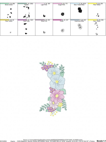 Flower Frame embroidery designs - Kitchen Towel Floral embroidery design machine embroidery pattern - Flower Wreath file - instant download