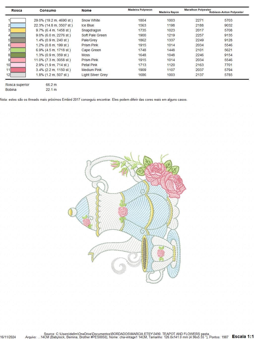 Teapot wih roses embroidery design - Cup with flowers embroidery designs machine embroidery pattern - Kitchen Towel file - Instant download