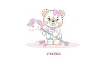 Carica l&#39;immagine nel visualizzatore di Gallery, Bear embroidery designs - Girl bear with toys embroidery design machine embroidery pattern - Bear with horse embroidery - instant download
