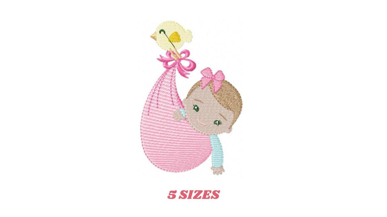 Sleeping baby embroidery design - Baby girl embroidery design machine embroidery pattern - Newborn embroidery file nursery instant download