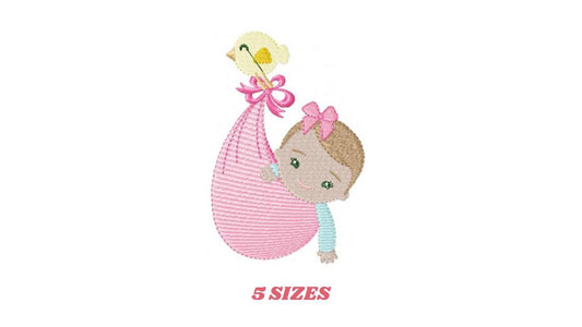 Sleeping baby embroidery design - Baby girl embroidery design machine embroidery pattern - Newborn embroidery file nursery instant download