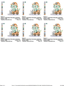 Dinosaur embroidery designs - Constructor Dino embroidery design machine embroidery pattern - Baby Boy builder fork-lift - Instant download
