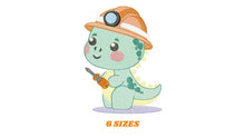 Cargar imagen en el visor de la galería, Dinosaur embroidery designs - Constructor Dino embroidery design machine embroidery pattern - Baby Boy builder contractor - Instant download
