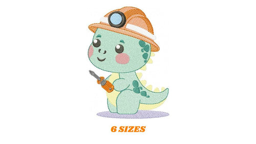 Dinosaur embroidery designs - Constructor Dino embroidery design machine embroidery pattern - Baby Boy builder contractor - Instant download