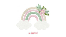 Cargar imagen en el visor de la galería, Boho Rainbow embroidery design - Colorful Rainbow with flowers embroidery designs machine embroidery pattern - Instant download pes jef dst
