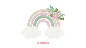 Boho Rainbow embroidery design - Colorful Rainbow with flowers embroidery designs machine embroidery pattern - Instant download pes jef dst